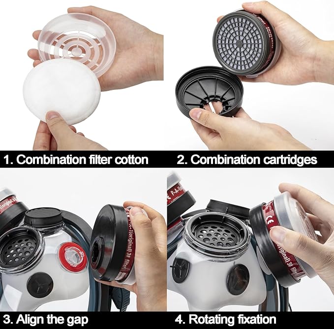 RANKSING Reusable Respirator Full Gas Mask Full 6800 with Filters for Dust, Asbestos, Chemicals while Painting, Spraying