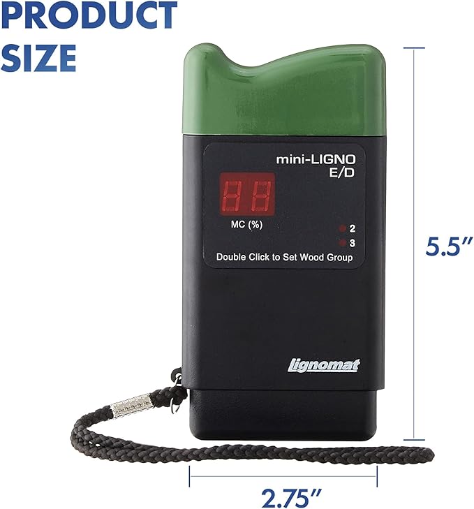 Mini-Ligno E/D Pin Moisture Meter - Moisture Detector & Tester for Wood Floors, Woodworking, Building & Home Maintenance - Mold Detector & Moist Meter for Wood Walls and Firewood
