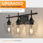 Vanity Bathroom Light, 3-Light Bathroom Light Fixtures Over Mirror, Black Vanity Lights for Bathroom with Clear Glass, Modern Wall Lamp for Cabinet Hallway, Bedroom