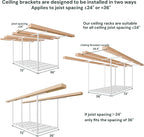 SunsGrove 3x6 Garage Storage Overhead Rack Organization, Adjustable Ceiling Mounted Storage Racks, 800LBS Weight Capacity, 22"-40" Ceiling Dropdown, 2 Pcs, White