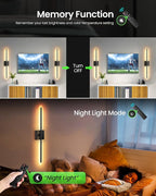 CLY Battery Operated Wall Sconce Set of 2, Dimmable 2700K-6500K Battery Wall Sconce with Remote Control 8000mAh Rechargeable Wall Lights Wireless Sconces for Mirror/Hallway/Living Room/Bedroom 28 Inch