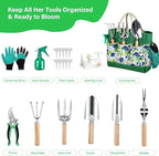Gardening Tools Set, 11-Piece Heavy Duty Rust-Proof Garden Supplies Perfect Gardening Gifts for Women and Beginner, Green