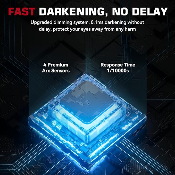 ARCCAPTAIN 3.94"X3.66" Large Viewing Screen Welding Helmet True Color Auto Darkening Welding Hood, Solar Powered 4 Arc Sensor, Wide Shade 4-5/5-9/9-13 for ARC TIG MIG Welding Mask(Cyber City Design)