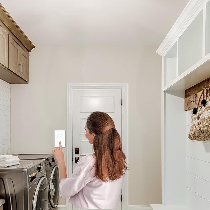 Akicon Dimmer Switch for Exhaust Fan with Light, Single Pole Fan Light Switch, Neutral Wire Needed, White