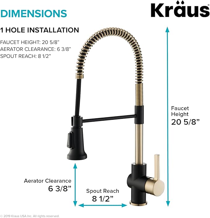 KRAUS Britt Commercial Style Pre-Rinse Kitchen Faucet with Deck Plate in Brushed Gold/Matte Black, KPF-1690BGMB