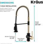 KRAUS Britt Commercial Style Pre-Rinse Kitchen Faucet with Deck Plate in Brushed Gold/Matte Black, KPF-1690BGMB