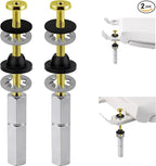 Hibbent 2 PCS Universal Toilet Seat Bolts Kit, Heavy Duty Solid Brass Toilet Bolts with Extra Long Stainless Steel Downlock Nuts Rubber Washers Gaskets, Easy to Install - Bathroom Toilet Repair Screw