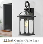 zeyu 22 Inch Outdoor Wall Light Sconce, Large Exterior Wall Light Fixture for House Porch, Die-Cast Aluminum with Seeded Glass, Black Finish, ZD100B-M BK