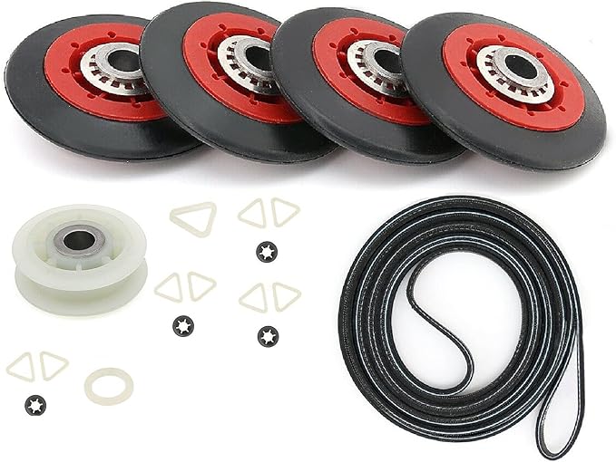 Dryer Repair Kit Drum Rollers Belt Idler Pulley Replace For Whirlpool WGD9200SQ1 WGD8600YW2 WGD8600YW3 WGD8600YW2 WGD8600YW3 WGD8620HC0 WGD8620HC1 WGD8620HW0 WGD8620HW1 WGD86HEBC0 WGD86HEBW0