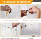 Hibbent Universal Metal Side Mount Toilet Handle Replacement Kit, Brass Toilet Flush Tank Lever with Stainless Steel Flapper Chains for Most Toilets, Brushed Gold