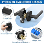 Amerdeco 3 Pack Matte Black Door Handles Interior,Knurled Privacy Door Handles with Lock,Heavy Duty Black Door Lever for Bedroom or Bathroom,Reversible Keyless for Left Right Handed Doors AM0027