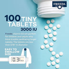 FREEDA Vitamin D3-3000 IU - Pure High Potency Kosher Supplement Tablets - Bone and Muscle Health, Calcium Absorption, Immune Support for Men and Women* - 100 Tiny Tablets