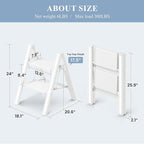 GameGem 2 Step Ladder, Folding Step Stool with Wider Pedal, Anti-Slip Feet & Non Slip Stripes, Aluminum Sturdy Material, 300Lbs Capacity, Elegant Look of Modern White Better Matches Your Home
