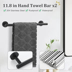 TURS Matte Black 10 Pieces Bathroom Hardware Set, SUS304 Stainless Steel 24 Inch Bath Towel Bar Set, Round Bathroom Accessories Kit Wall Mounted