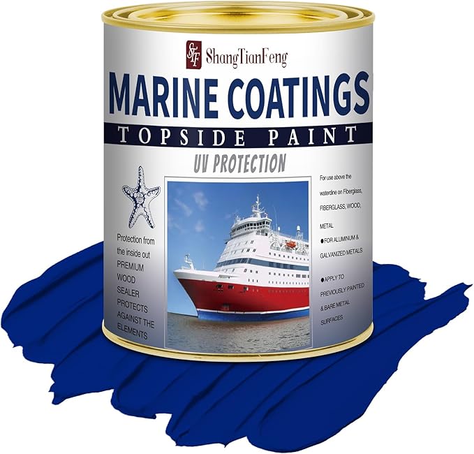 ShangTianFeng 207014 Marine Wood and Fiberglass Primer,32 Fl Oz Brilliant Navy Blue+10 Fl Oz diluent, Suitable for use on fiberglass, wood or metal surfaces above the waterline 1 Quarts