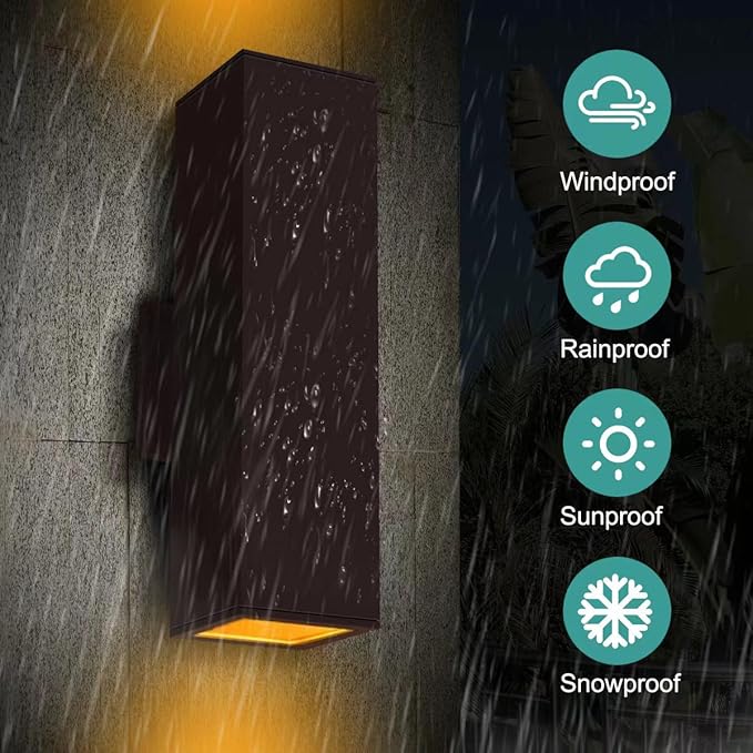 Motion Sensor Outdoor Wall Lights 2-Pack, Dusk to Dawn Exterior Light Fixtures with 3 Lighting Modes, 13'' Up Down Porch Lights with 15W LED Bulbs, Waterproof Wall Sconce for House, Patio, Garage