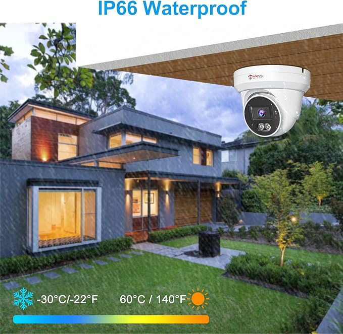Anpviz 4K 16CH PoE Security Camera System, 16pcs Wired 8MP PoE IP Cameras Outdoor with Person Vehicle Detection, Smart Color Night Vision, 8MP/4K 16 Channel NVR with 4TB HDD for Businesses (U Series)
