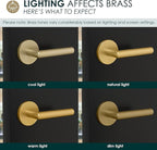 Mega Handles Ronn Entrance Entry Lever Door Handle Heavy Duty Round Locking Lever Set for Left or Right-Handed Doors, Interior/Exterior Door Levers - Satin Brass