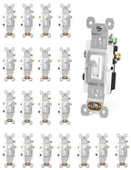 AIDA 3 Way 15 Amp Quiet Indoor Toggle Switch Self-Grounding ON Off Toggle, Residential Grade, UL Listed, Quickwire Push-in & Side Wired (White, 20 Pack)