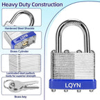 Padlocks with Same Key, LQYN 24 Pcs Laminated Keyed Padlock (1-9/16", 40mm), Keyed Alike Locks, Normal Shackle, for Storage Locker, Hasp Latch, Toolbox, Sheds