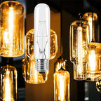 6-Pack 40 Watt T10 Clear Tubular Incandescent Light Bulb, Vintage Style Showcase Bulb,Showcase lamp, 2700K Soft White, E26 Medium Base, 280 Lumens,T10 Tubular Bulb