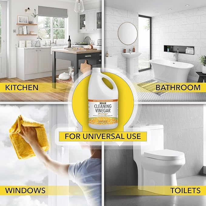 Harris Multi-Purpose White Vinegar Household Surface Cleaner, Orange Scent, 128oz, Easy Pour Funnel Included