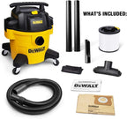 DEWALT DXV06P 4 Peak HP Shop Vacuums, 6 Gallon Poly Wet/Dry Vac, Heavy-Duty Shop Vacuum with Blower Function Yellow+Black