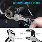 DURATECH 4-Piece Pliers Set - 8" Long Nose, Slip Joint, Groove Joint Pliers & Adjustable Wrench for Home Use