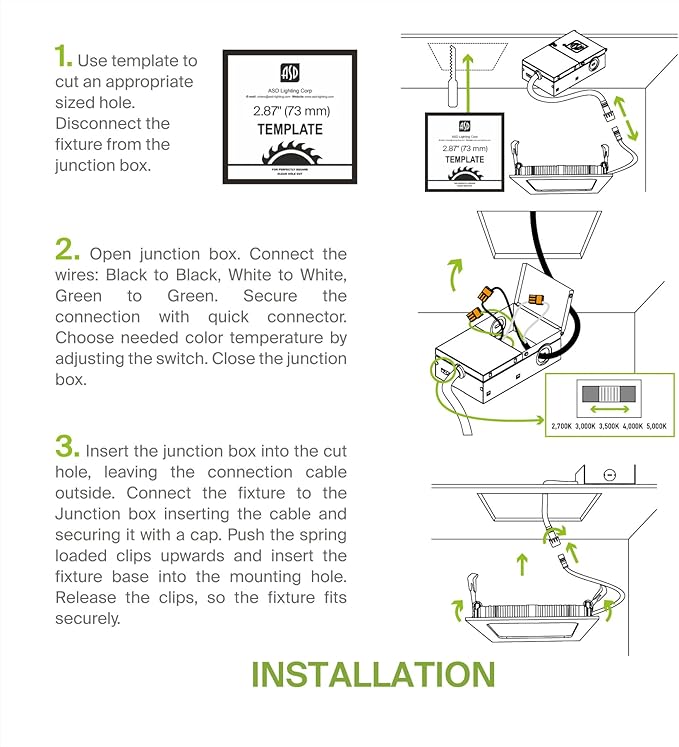 ASD 6 Pack LED Square Recessed Lighting 3 Inch, 5 CCT 2700K-5000K, 6W 30W Eqv, Ultra Thin Dimmable Ceiling Lights with J Box, Canless Wafer Downlight, Slim Panel, UL Energy Star, Oil-Rubbed Bronze