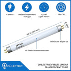 OHLECTRIC F4T5/D Linear Fluorescent Tube 6-Inch (4-Pack) T5 4W Straight Bulbs Daylight Camping Lantern Bulb Linear Bulbs, High Output Under Cabinet Bulb, G5 Base 6500K