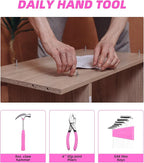 Tool Set Pink-40 Piece - General Household Hand Tool Kit with Plastic Toolbox Storage Case(Pink)