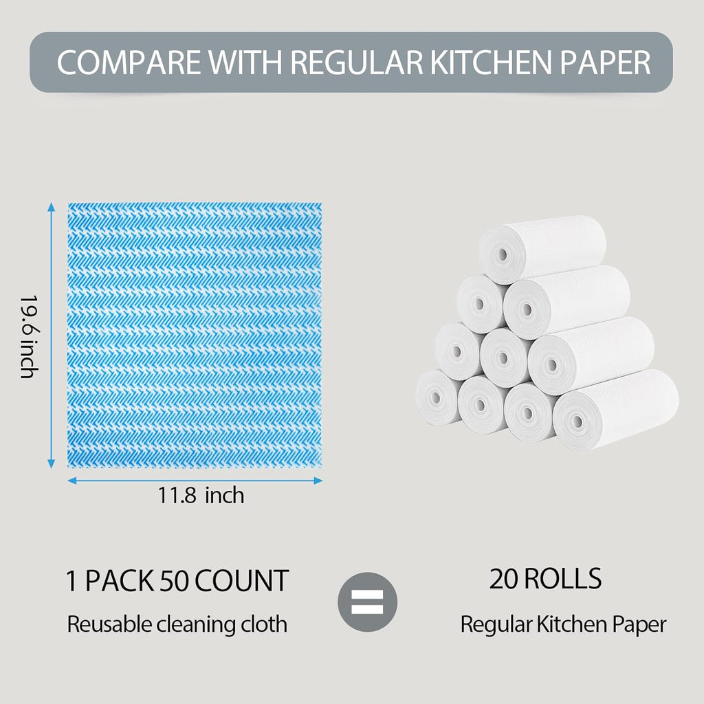 Disposable Dish Cloths,Multi use Reusable Cleaning Cloth,Machine Washable J Cloth,Heavy Duty Handy Cleaning Wipes 11.8" X 19.6" (50 Count)