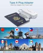 US to Japan Adapter, 1875W 2 Prong Extension Cord 5 FT with 180 Rotating Flat Plug, Type A Travel Adaptor for USA to Japanese Tokyo Canada Mexico Philippines Peru China Colombia