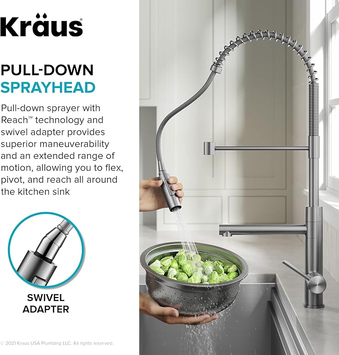 KRAUS Artec Pro Commercial Style Pull-Down Single Handle Kitchen Faucet with Pot Filler in Matte Black, KPF-1604MB