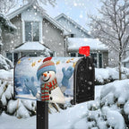 Snowman Winter Mailbox Covers Magnetic Large Size 25.5x21 Inch Snowflakes Holiday Mailbox Cover Oversized Outdoor Decor Farmhouse Post Letterbox Wraps for Garden Yard
