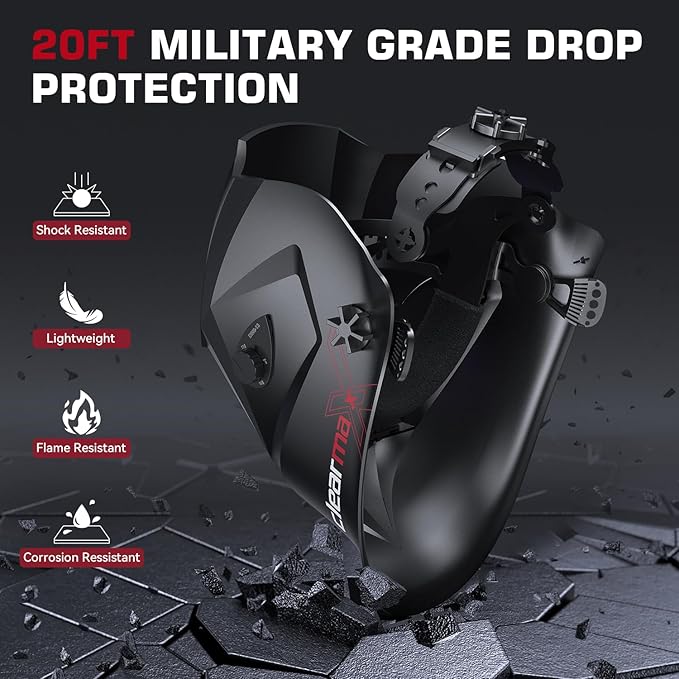 ARCCAPTAIN Large Viewing Screen Welding Helmet, 1/1/1/1 Top Optical Clarity Auto Darkening Welding Hood, 4 Arc Sensor 1/25000s Response Time True Color Welding Helmet with Adjustable Shade 4/9-13