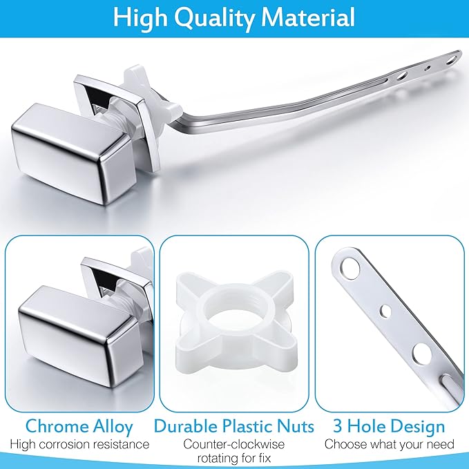 Meonum 2 Pack Toilet Flush Handle Replacement Kit, Toilet Trip Levers Side Mount Compatible with Kohler K-3722-0 Toilets/Kohler 85114-CP Trip Lever Kit, Polished Chrome