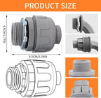 200Pack 1/2 Inch Liquid Tight Connector PVC Electrical Conduit Fittings Straight 180 Degree Flexible Conduit Connector for Home Kitchen Bathroom Tube Tool Supplies