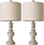 BOBOMOMO Tradition 20" Rustic Table Lamp Set of 2 for Living Room Bedroom Bedside Desk Lamps Bedroom Nightstand Vintage Lamps Linen（Suitable for Decorating Small Areas）