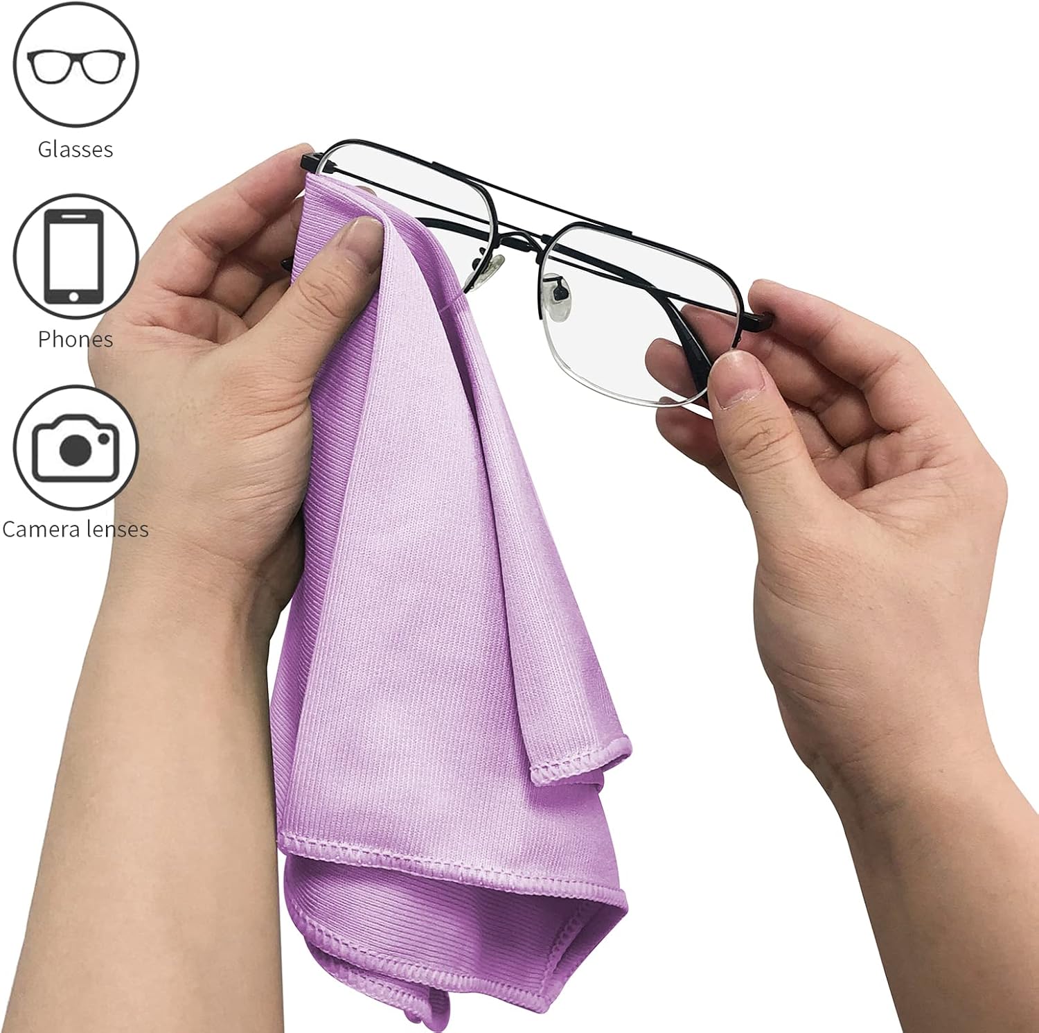6 Pack Microfiber Glass Cleaning Cloth, 16 Inch X 16 Inch, Lint Free Quickly Clean Window, Glasses, Windshields, Mirrors, and Stainless Steel, Pink