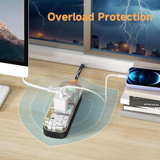 Surge Protector Power Strip, Covozon 3 Outlets 6ft Extension Cord, 1875W Outdoor Power Strip Weatherproof, Mountable Small Power Strip for Home, Outdoor, Travel.