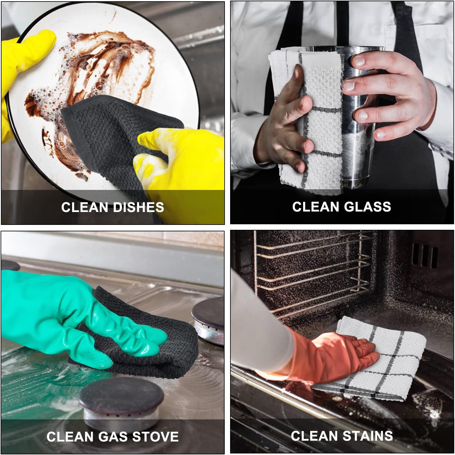 Nialnant 100% Cotton Terry Kitchen Cleaning Rags,Soft Absorbent Dish Cloths for Washing Dishes,Quick Drying Dish Towels-12x12 in, 12 Pack