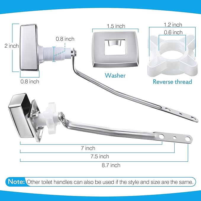 Meonum 2 Pack Toilet Flush Handle Replacement Kit, Toilet Trip Levers Side Mount Compatible with Kohler K-3722-0 Toilets/Kohler 85114-CP Trip Lever Kit, Polished Chrome