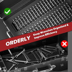 40PCS Modular Wrench Organizer Wrench Holder - Wrench Tool Organizers for Tool Drawer Storage, Wrench Storage Set with Metric & SAE Label, Wrench Rack Tool Gift for Professional Mechanics Men, Black