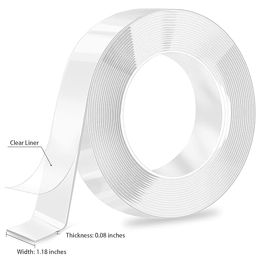 Nano Strong Mounting Adhesive Tape Double Sided Tape Heavy Duty Removable Clear Two Sided Double Stick Wall Tape 1.18in*10ft