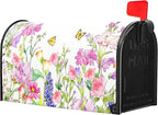 Kawani Spring Magnetic Mailbox Covers Spring Summer Watercolor Floral Butterfly Mailbox Covers Magnetic Standard Size 25.5x21 Inch Rustic Flower Post Letter Box Cover for Garden Yard Decor