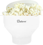 The Original Salbree Collapsible Silicone Microwave Popcorn Popper Maker Machine, Microwavable Bowl Holds 16 Cups, Uses Hot Air and Oil Always Optional - The Most Colors Available (White)