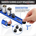 Magnetic Socket Organizer, 1-Piece Heavty Duty Aluminum Socket Holder, Socket Rail for Tool Box, Premium Quality 360° Swivel Socket Rack with 12 Clips for 1/2-Inch(Blue)