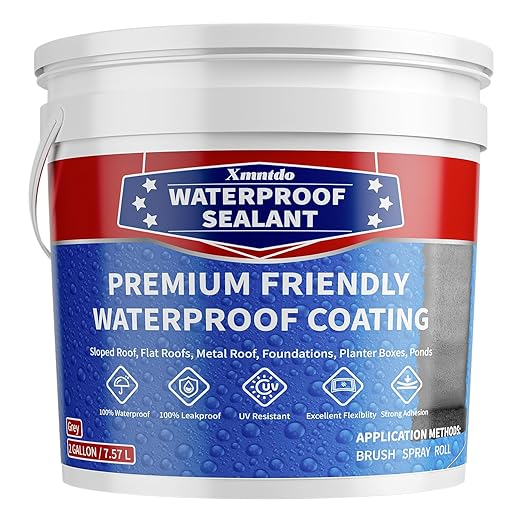 Polyurethane Waterproof Coating 2 Gallon, Light Gray, Multi-Surface Crack & Leak Repair Coating for Roofs, Basements, Foundations, Chimneys, Durable Flexible Protective Roof Sealant Waterproof