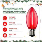 25 Pack LED Replacement Christmas Bulbs,Colored Plastic C9 Clear Replacement Bulbs Multicolor,Shatterproof C9/E17 Intermediate Base 0.6 Watt Great for Christmas Chandeliers Patio String Lights